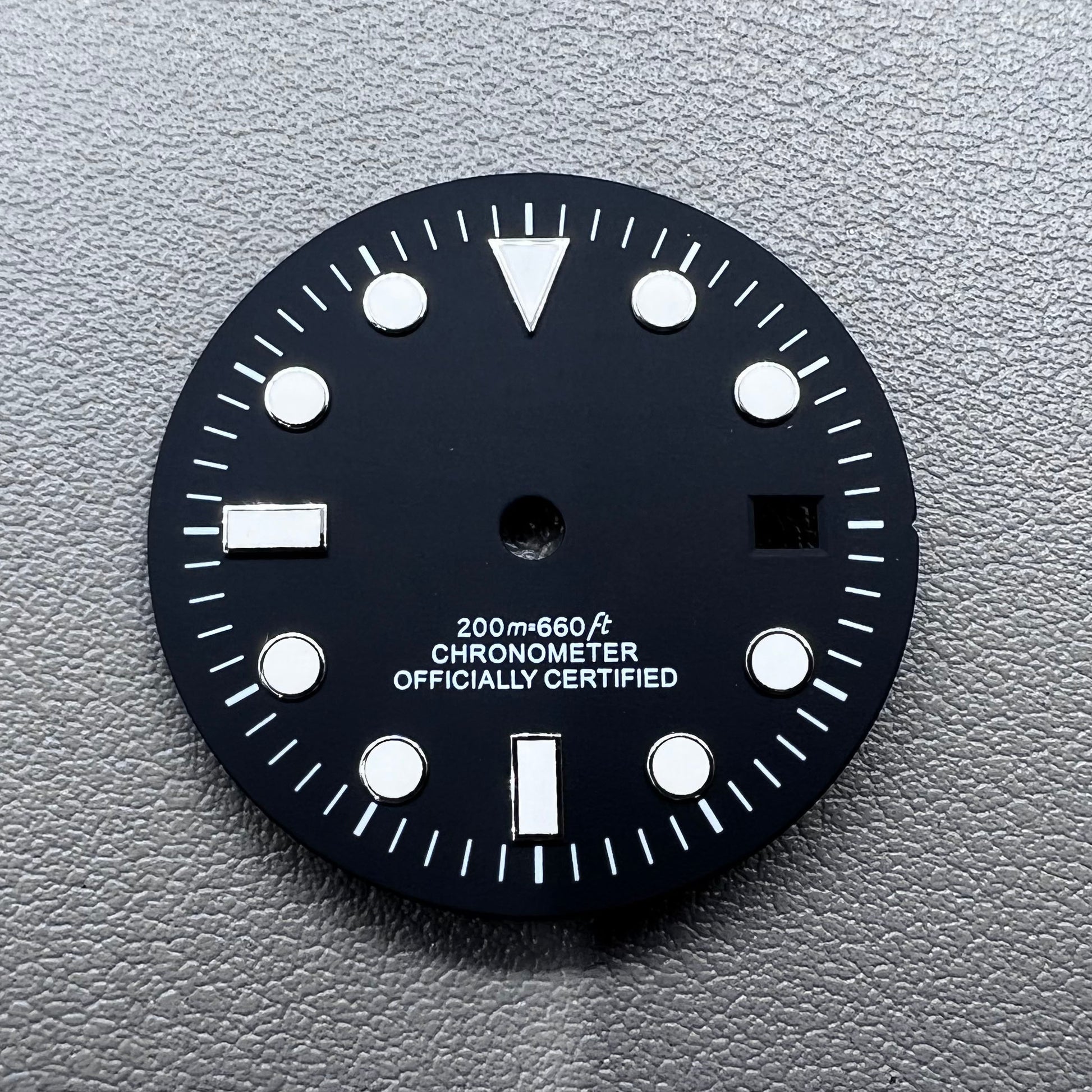 32mm green luminous watch dial with black GMT markers, designed for NH34 movement, ideal for diving watches.