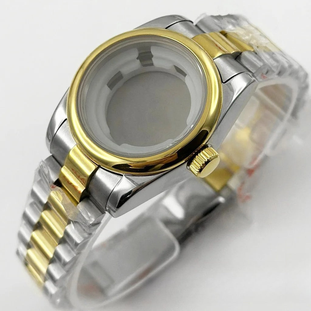 31MM Round Bezel Sapphire Glass Presidential bracelet Watch Case for NH05 NH06