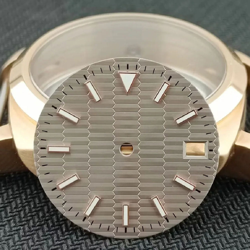 28.5mm Light Grey Rose Gold Datejust watch dial, fits NH35 NH36 movements, sleek design