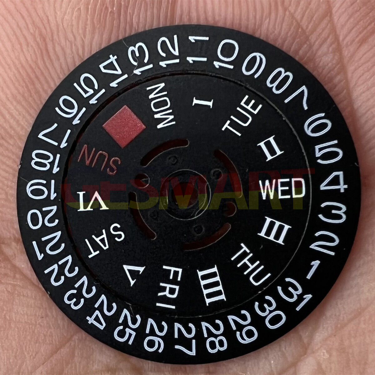 Roman and English font black date and week disk wheel for NH36 3/3.8 watch movement