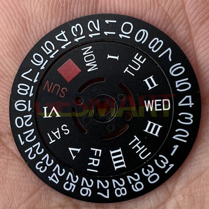 Roman and English font black date and week disk wheel for NH36 3/3.8 watch movement