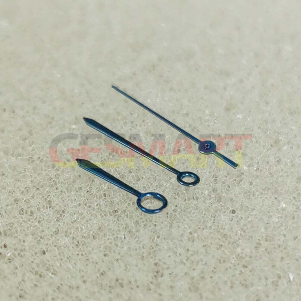 Blue polished NO Lume watch hands, designed for NH35/NH36/4R/7S 8215 movements, stylish and precise.