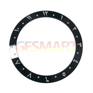 38mm Black Arabic Numerals 1-12 Ceramic Inclined Watch Bezel for 40mm SUB Watch