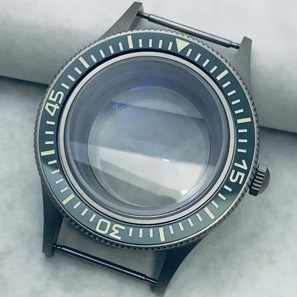 40mm Titanium Watch Case Lume Bezel Double Domed Coated AR Fit NH34/35/36 4R35