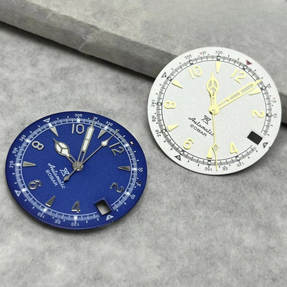 28.5mm Vintage Watch Dial Hands Green Luminous For SKX Mod Fit NH35/36 Movement