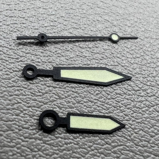Arrow-shaped green luminous hands set for ETA2836/2846/2824/2846 watch movements by ArrowBrand.