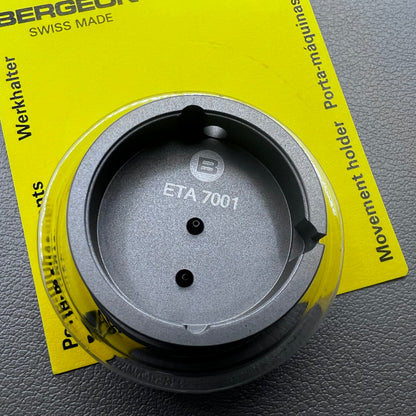 Swiss Bergeon watch movement holder for ETA 7001, secure tool for precise watch repair and maintenance