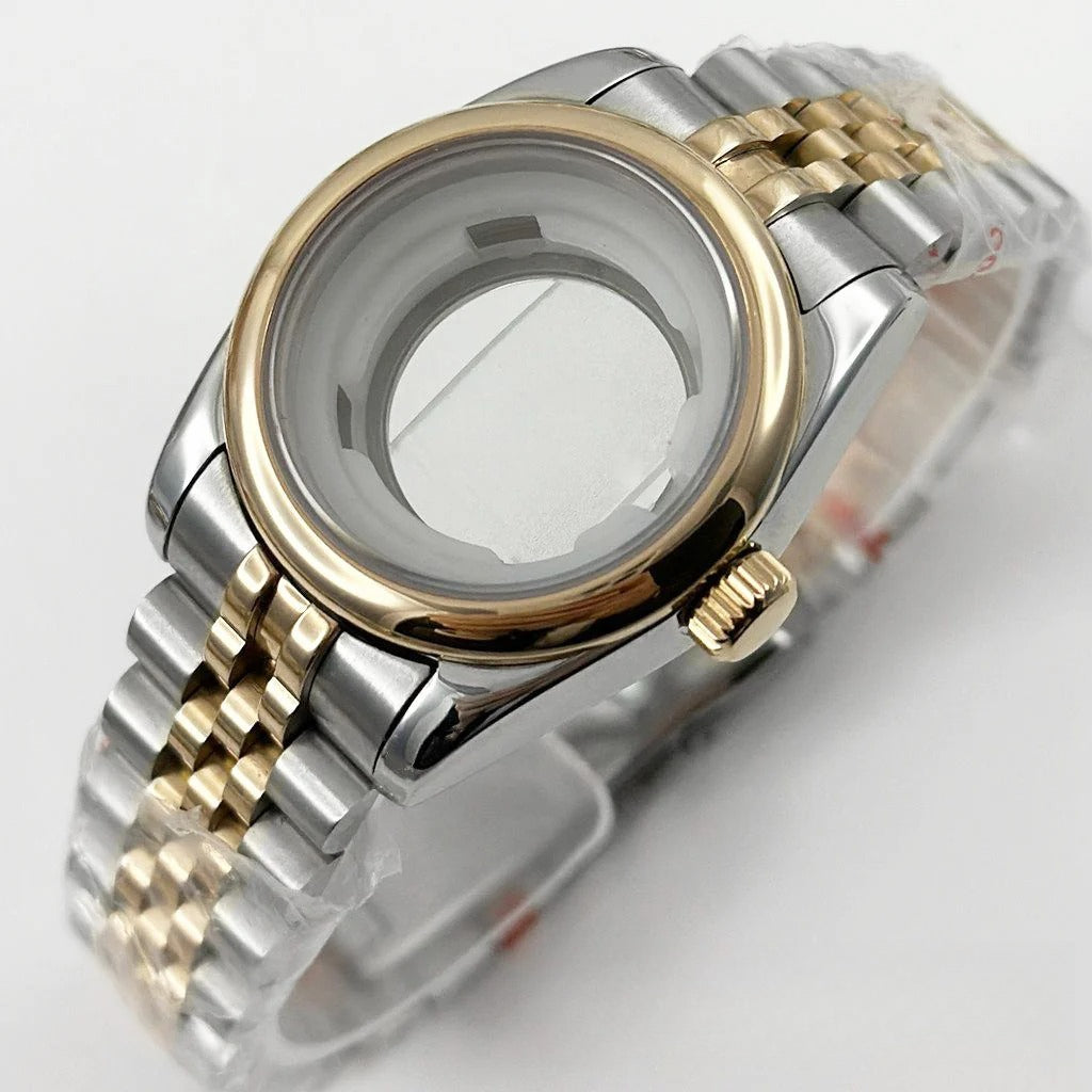 Ladies 31MM Round Bezel Sapphire Glass Jubilee bracelet Watch Case Fit NH05 NH06