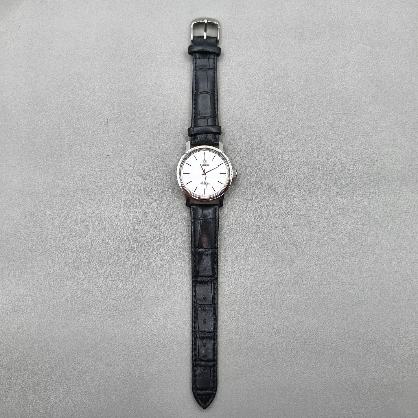 37mm China Baihua Black Strap Manual Mechanical Watch 19 Jews