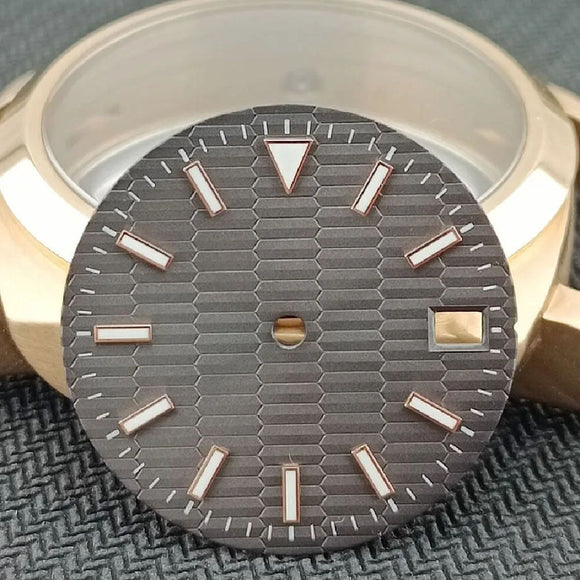 Modified 28.5mm Dark Grey Rose Golden Nail Datejust Watch Dial for NH35 NH36