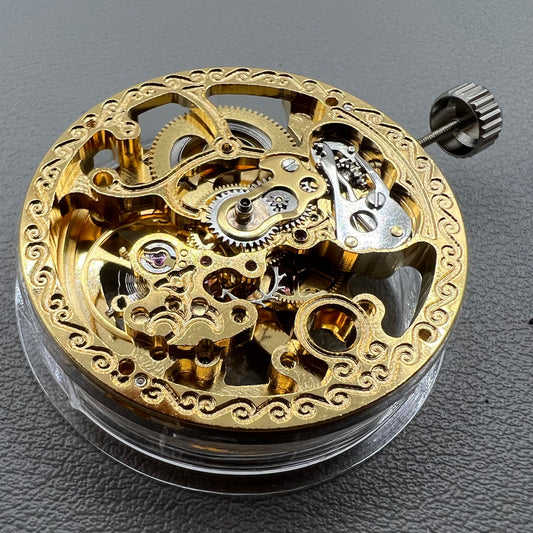 Golden Hollow 32.8mm watch with 7120 automatic mechanical movement, extra-large design.