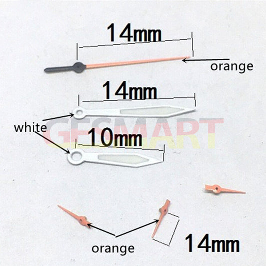 14mm orange and white second hand for Miyota OS10 OS20 OS60 OS80 watch movements.