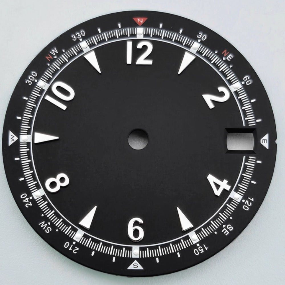 Black Modified 28.5mm Green Lume Watch Dial For NH35 Movement No Logo