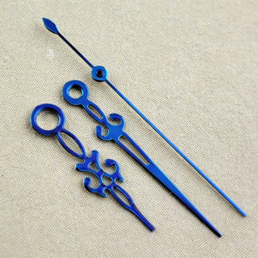 Blue hollow snowflake watch hands for NH35/36 NH38 NH72 NH70 movements, no lume, precise fit.