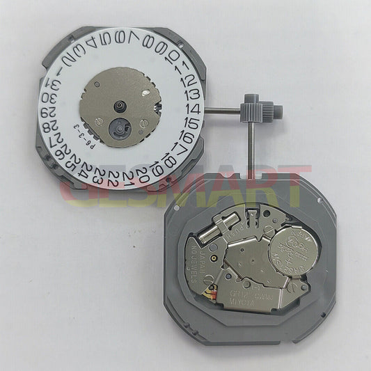 Miyota GR12 quartz movement with date at 3 o'clock, Japan-made for watch accessory replacements