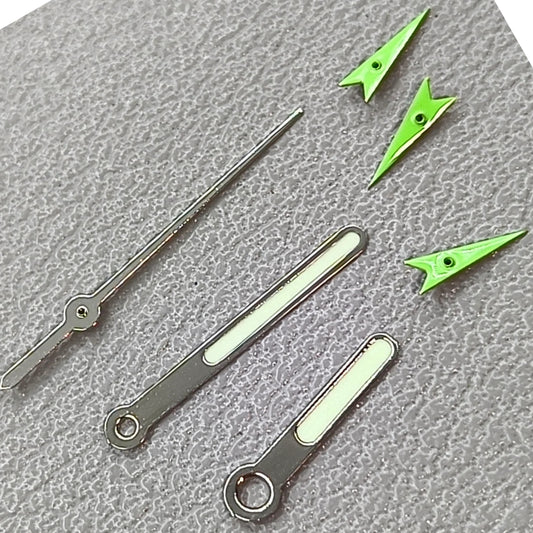13mm Silver Trim Green Small Second Hands Green Lume Watch Hands for OS10 OS60 OS80 Movement