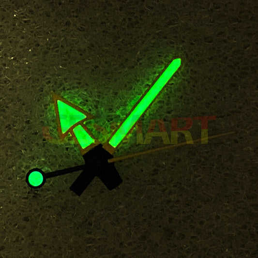 C3 green luminous yellow-trimmed watch hands for NH35/NH36/4R36 SKX007 movement, precision fit.