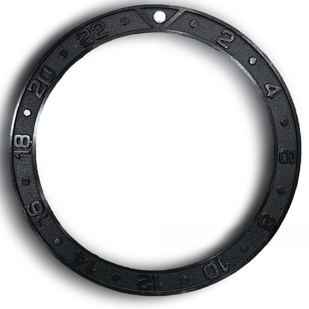 38X30.7Mm Black Aluminum Watch Bezel Black Raised Font Watch Part