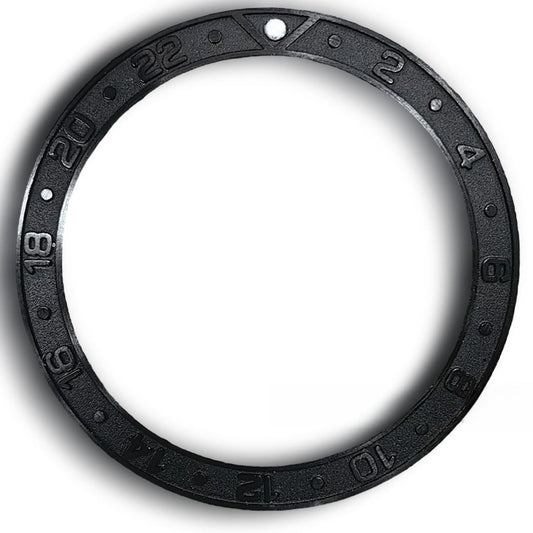 38X30.7Mm Black Aluminum Watch Bezel Black Raised Font Watch Part