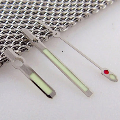 Super Japan C3 luminous watch hands set for NH35 NH36 movement, precise wristwatch replacement needles.