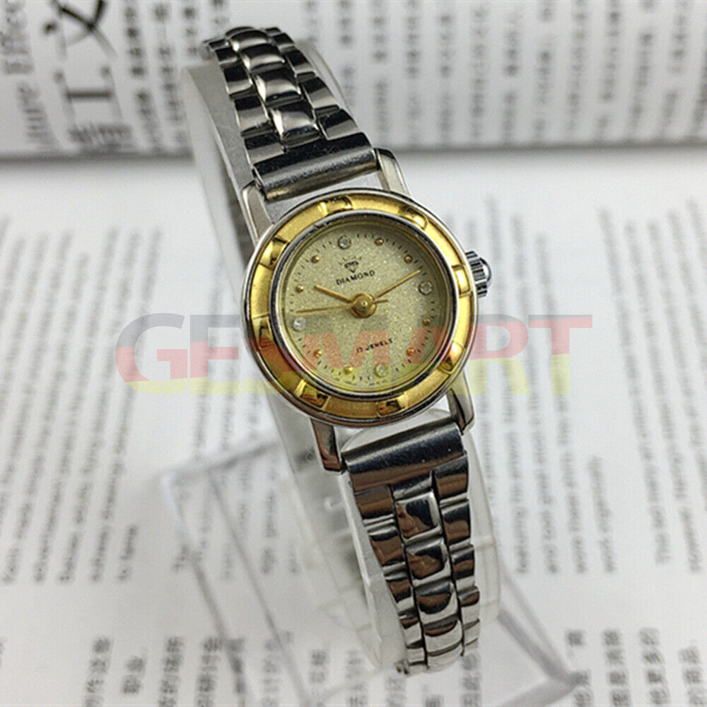 SHANGHAI DIAMOND 21mm lady watch with golden dial, 17 jewels mechanical movement, elegant design