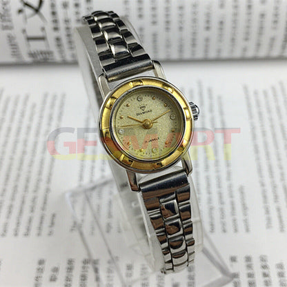 SHANGHAI DIAMOND 21mm lady watch with golden dial, 17 jewels mechanical movement, elegant design