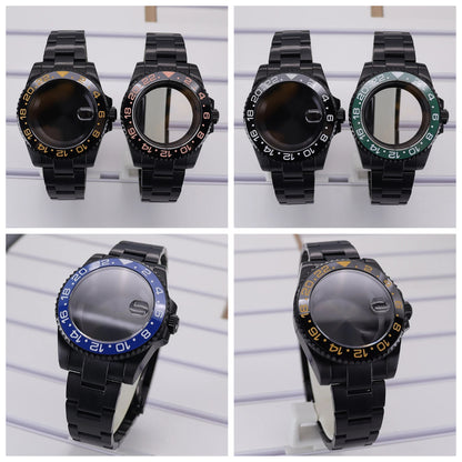 40mm PVD Watch Case Strap For NH34/35/36 GMT Eta2824 Miyota8215 Sapphire Crystal