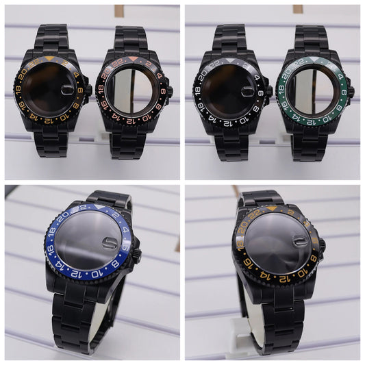 40mm PVD Watch Case Strap For NH34/35/36 GMT Eta2824 Miyota8215 Sapphire Crystal