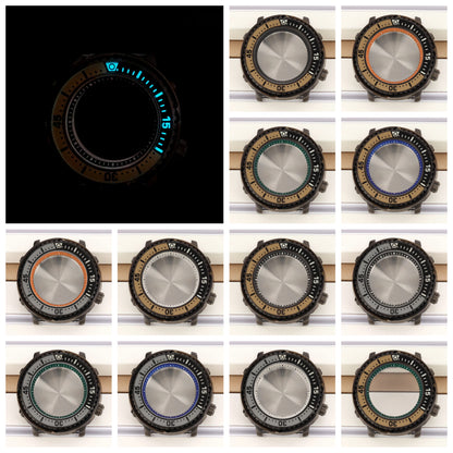 Gun Color 43mm Steel Watch Case Luminous Bezel Sapphire Crystal For NH35/36/38