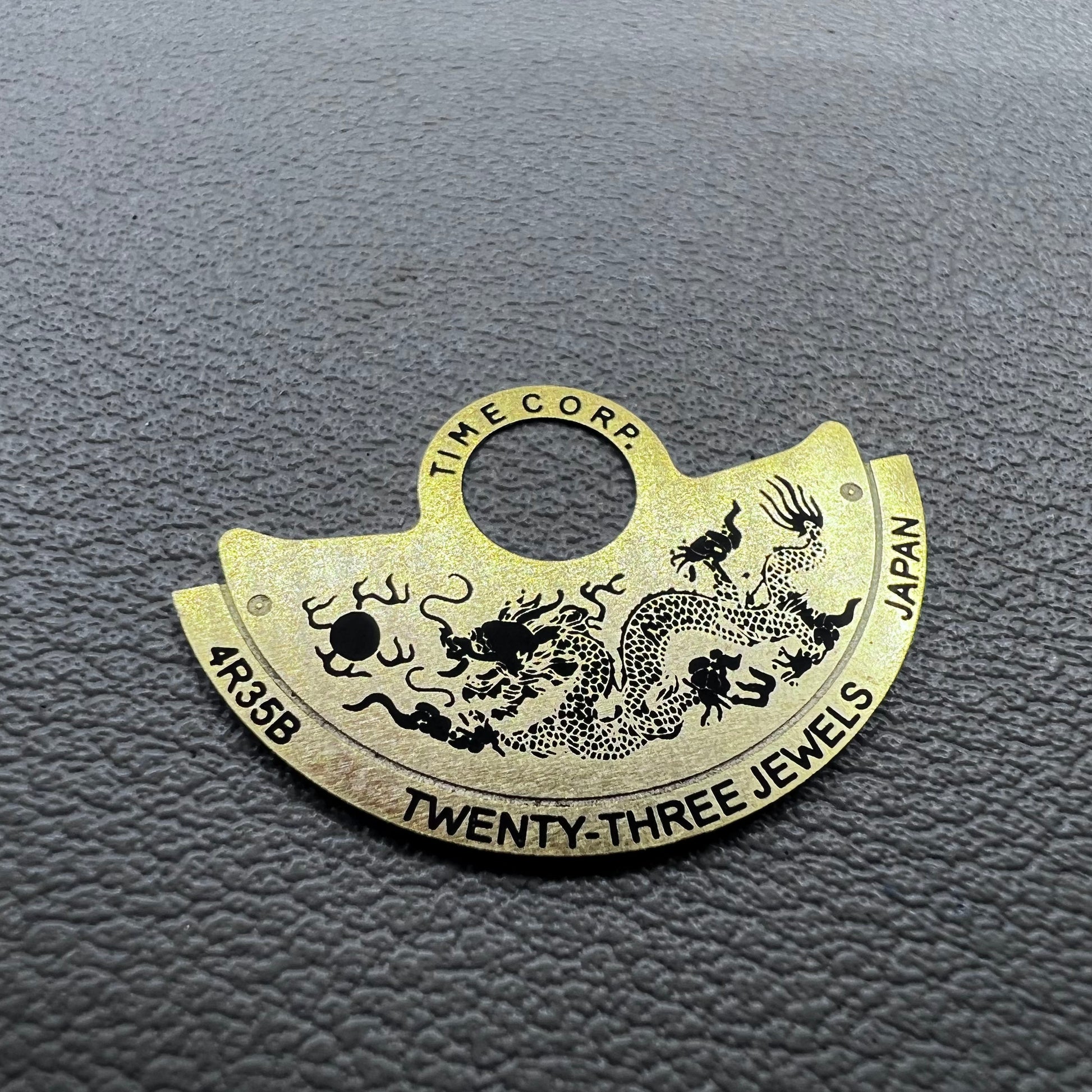 Golden Dragon rotor overlay for NH35 NH36 4R35 watch movement, enhancing style and branding.