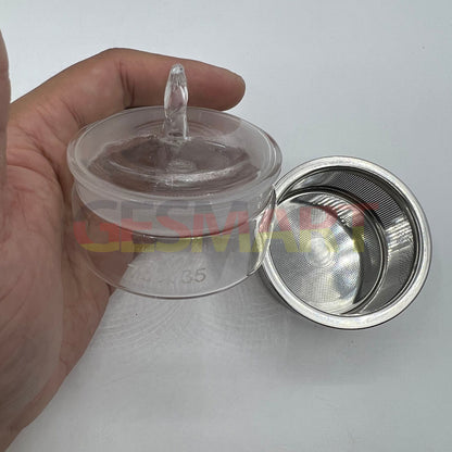 70x35mm Benzine cup with basket, ideal for soaking watch parts during repair cleaning