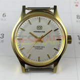 33mm Chinese Manual Mechanical Watch Golden Nail Silver Dial Round Golden Case