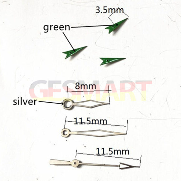 Green Small Second Hand Watch Hands for Miyota OS10 OS20 OS22 OS60 OS80