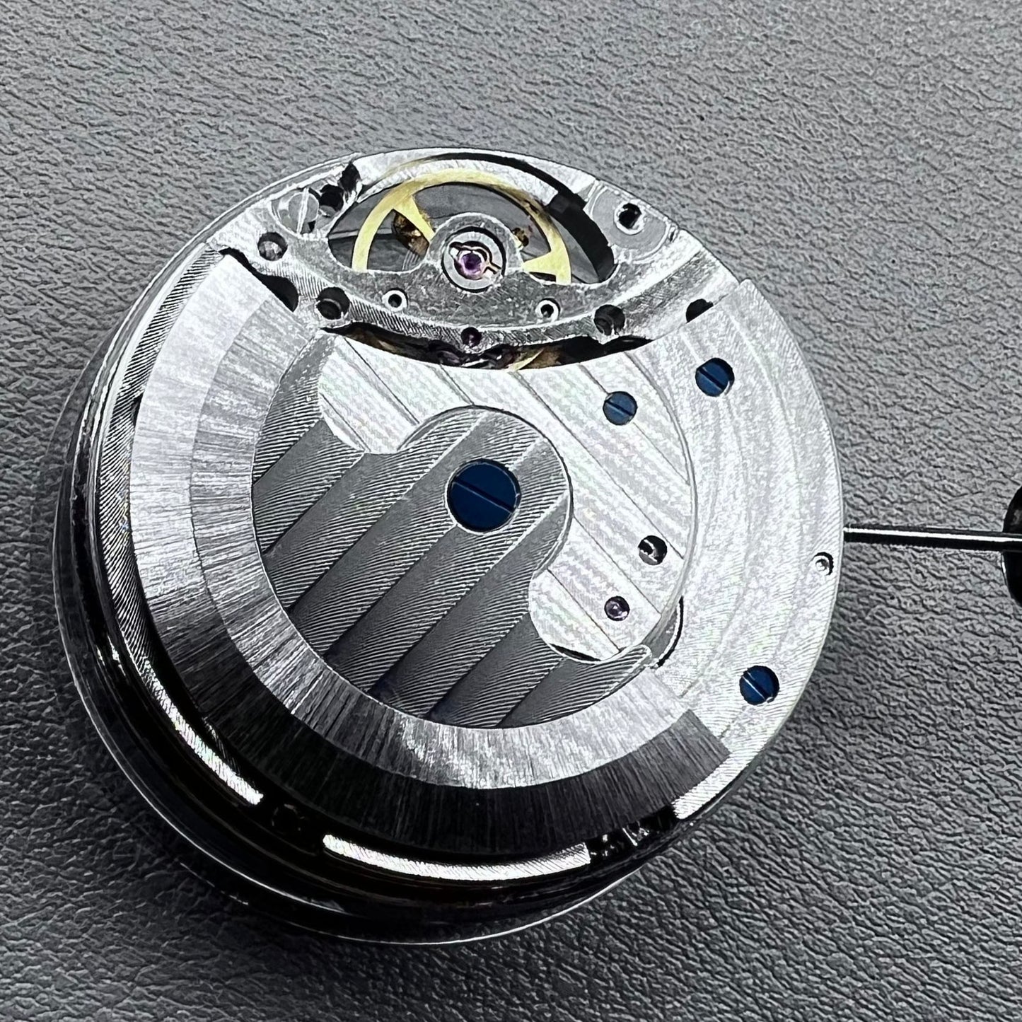 Silver Hollow Mechanical Movement Big Flywheel Moonphase@3