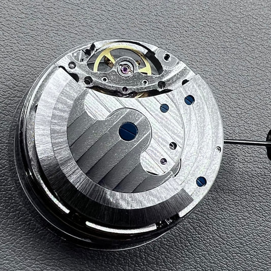 Silver Hollow Mechanical Movement Big Flywheel Moonphase@3