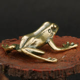 Solid Copper Small Mini Frog Trinket Vintage Hand Carved Bronze Model Figurines