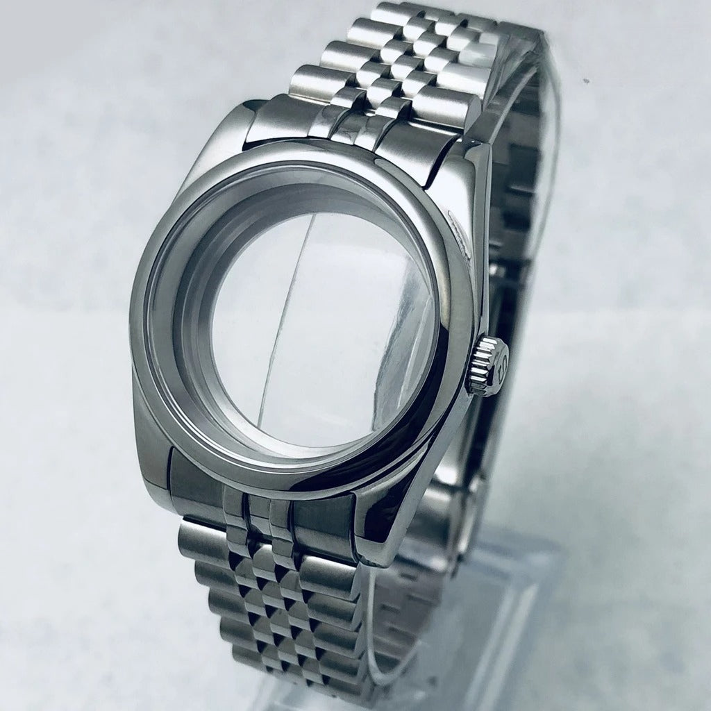 36/40mm Steel Watch Case Sapphire For NH34 NH35 NH36 ETA2824 PT5000 S Crown
