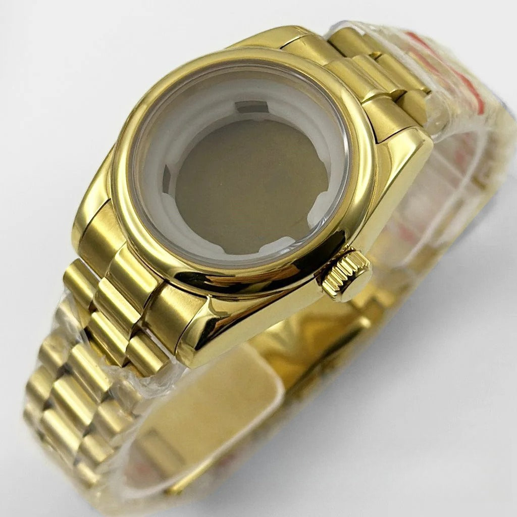 31MM Round Bezel Sapphire Glass Presidential bracelet Watch Case for NH05 NH06