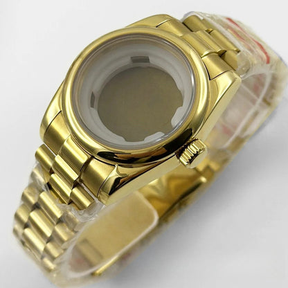 31MM Round Bezel Sapphire Glass Presidential bracelet Watch Case for NH05 NH06