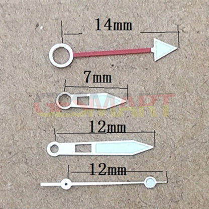 Aiguilles de montre creuses à 4 aiguilles lumineuses vertes avec garniture argentée pour mouvement Miyota 8205