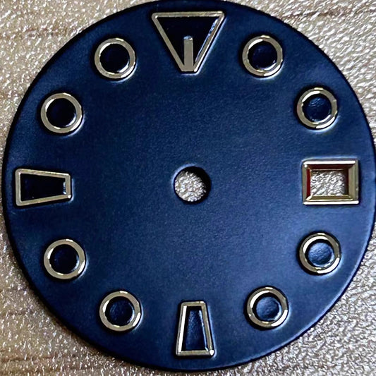 28.6mm Golden Nail Modified Black Watch Dial For NH35 NH36 Movement No Lume