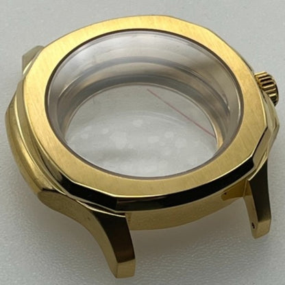42mm golden polished watch case with sapphire glass for NH35 NH36 SKX SRPD series