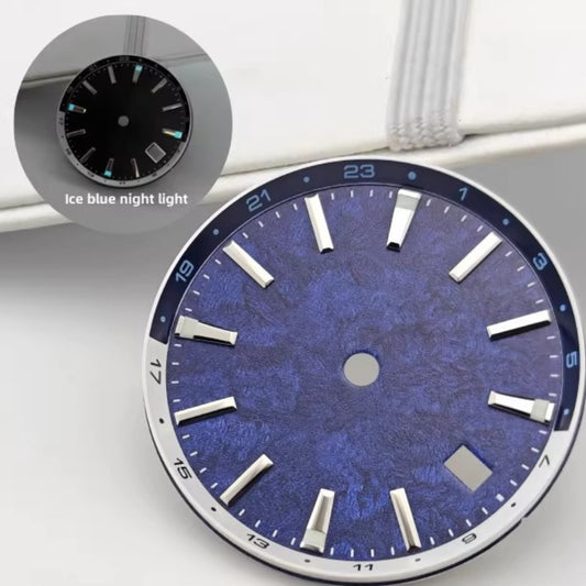 Dark Vein 32mm Blue Lume Tai Chi Circle watch dial, designed for NH34 movement, fits 44mm case, stylish accessory