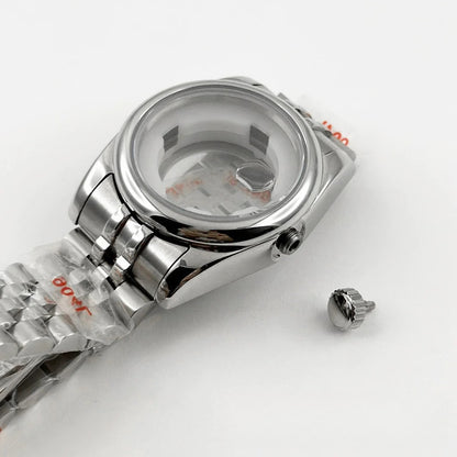 Ladies 31MM Round Bezel Sapphire Glass Jubilee bracelet Watch Case Fit NH05 NH06