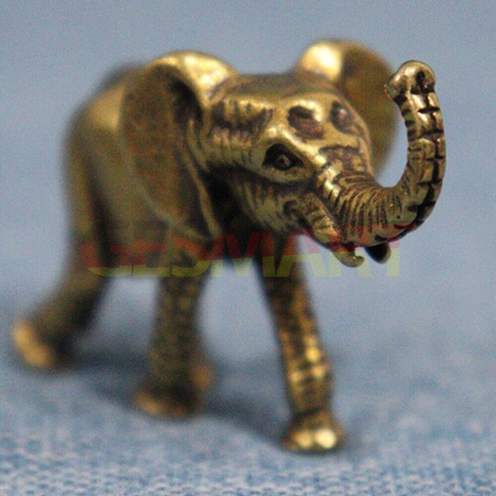 Vintage solid copper elephant trinket, hand-carved bronze model for unique decor.