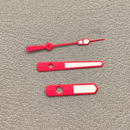 2 Sets Red Trim White Painted Watch Hands Green Lume for NH35 NH36 7S26 7S36