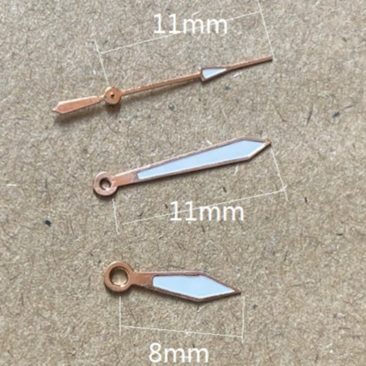 Aiguilles de montre en forme de flèche, finition or rose, 11 x 11 x 8 mm, pour mouvement à quartz Miyota 2035