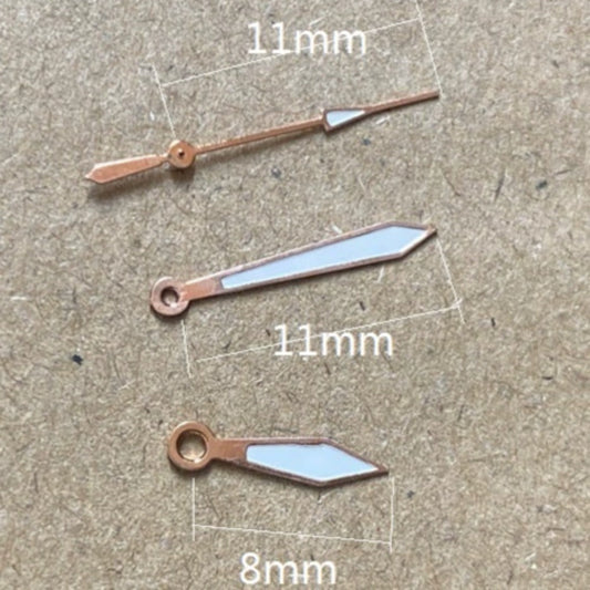 Aiguilles de montre en forme de flèche, finition or rose, 11 x 11 x 8 mm, pour mouvement à quartz Miyota 2035