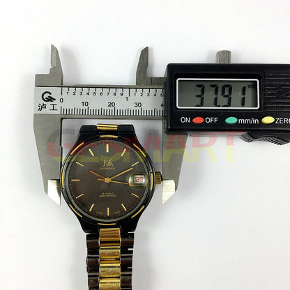 Shanghai Factory 37mm black manual mechanical watch with 19 jewels, shock-resistant for long-lasting performance.