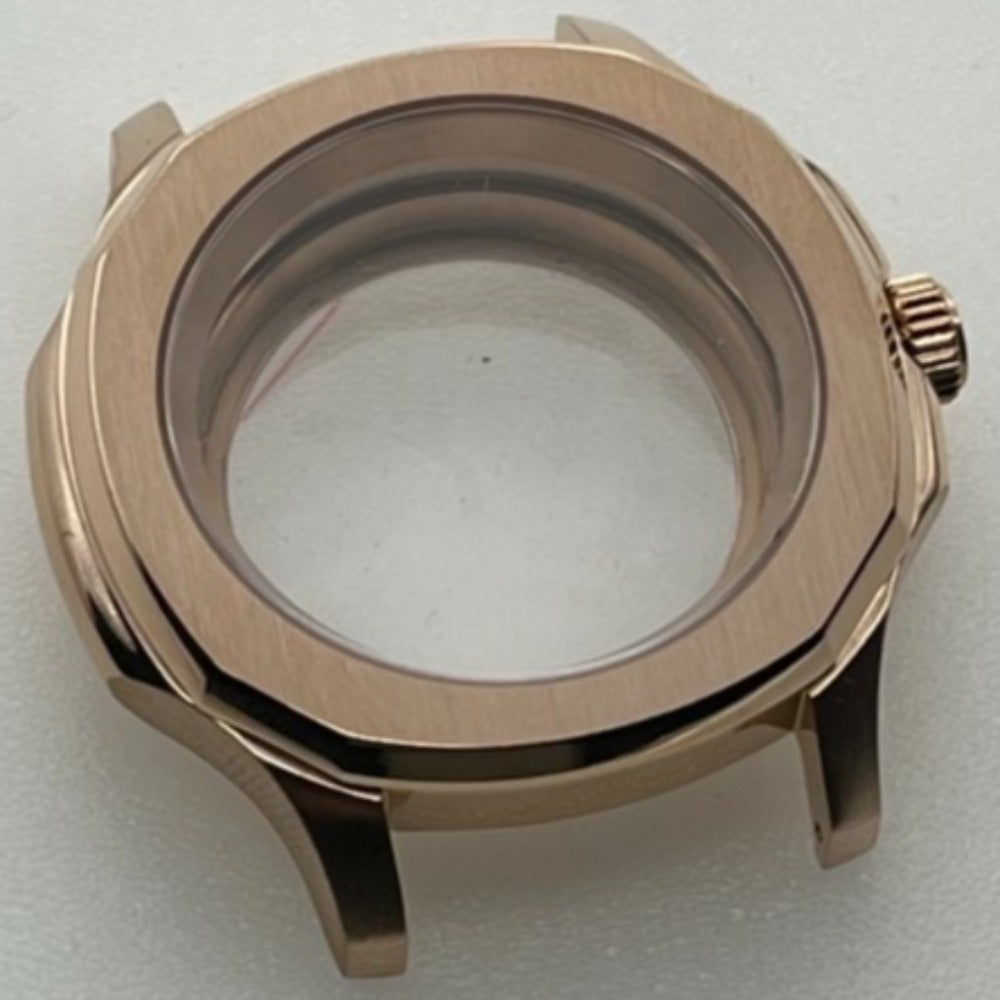Rose Gold 42mm Polished Watch Case with Sapphire Glass, compatible with NH35 NH36 SKX SRPD